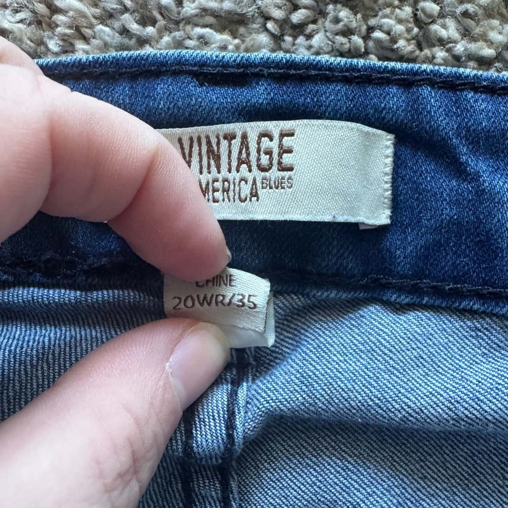 Vintage America Blue Jeans with Red Floral Embroidery - Picture 4 of 6
